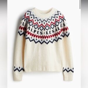 Les Alpes Jacquard Knit Fair Isle Cream Sweater